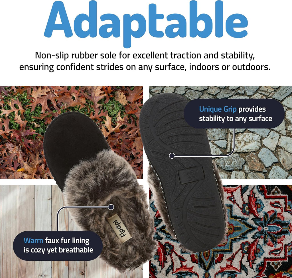 House Slippers for Women, Aztec Fur Lined Clog Womens Slippers Cozy Memory Foam with Indoor and Outdoor anti Skid Sole