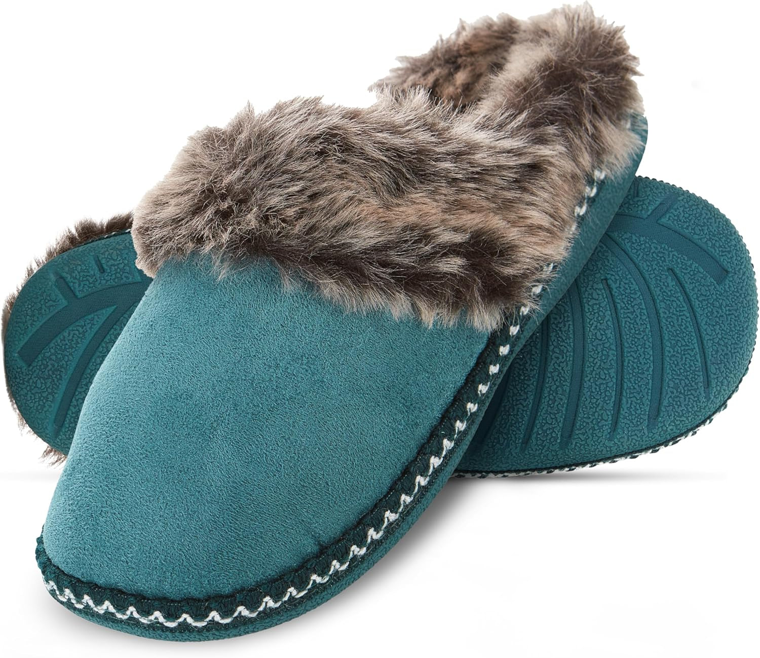 House Slippers for Women, Aztec Fur Lined Clog Womens Slippers Cozy Memory Foam with Indoor and Outdoor anti Skid Sole