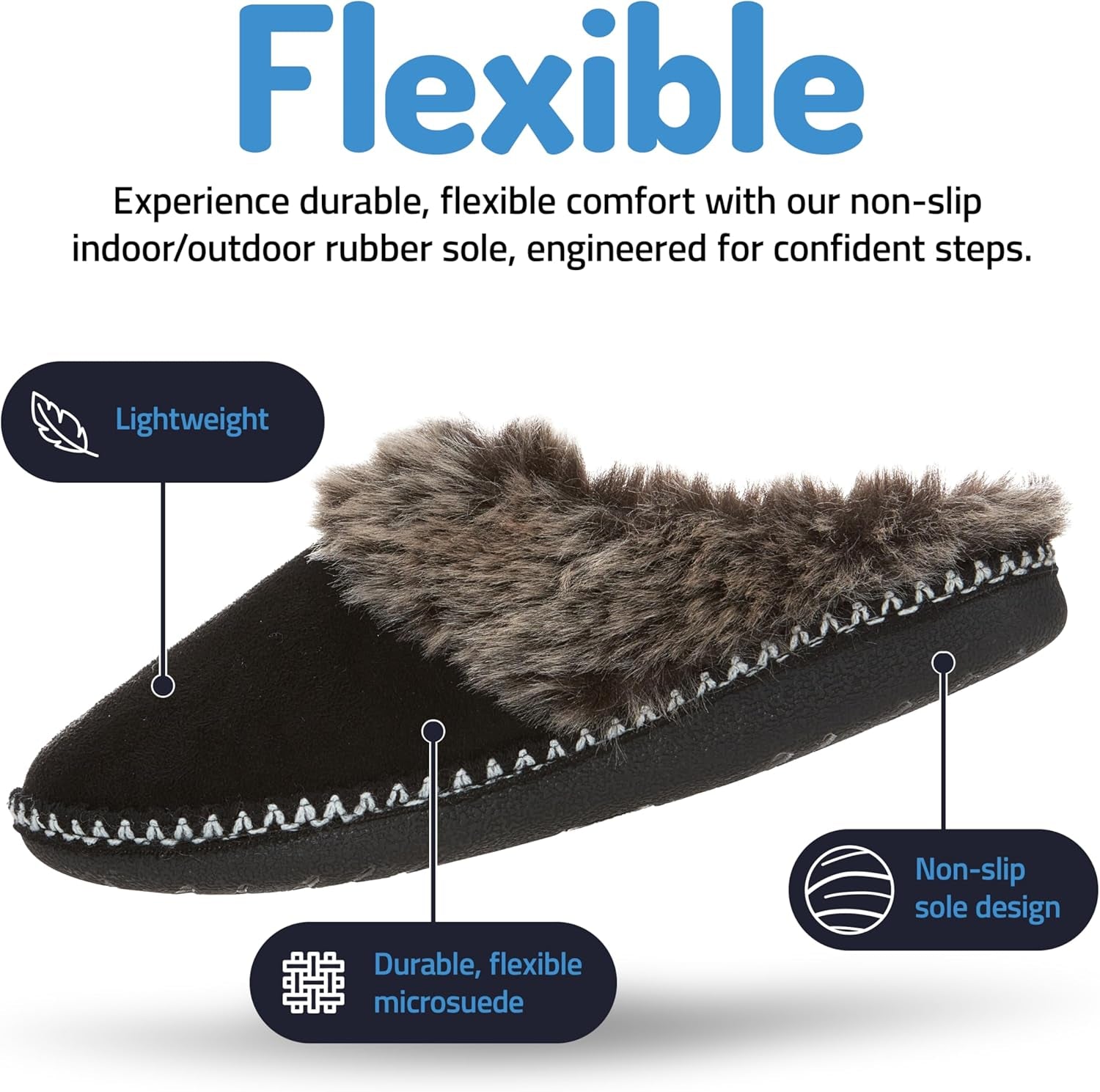 House Slippers for Women, Aztec Fur Lined Clog Womens Slippers Cozy Memory Foam with Indoor and Outdoor anti Skid Sole