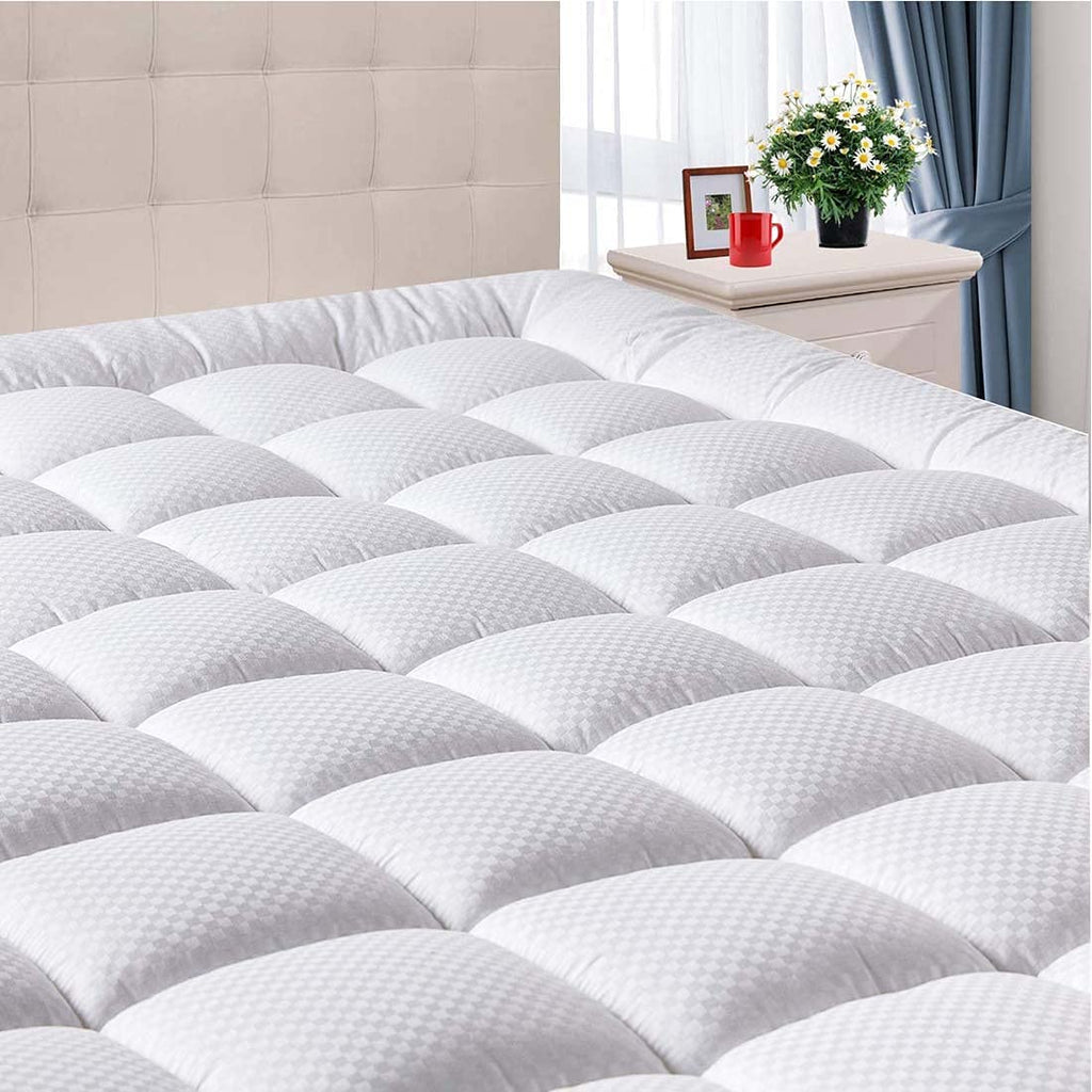 Twin XL Size Mattress Pad Cover Quilted Fitted Mattress Protector with Deep Pocket (8-21Inch), Cooling Mattress Topper Pillow Top-White
