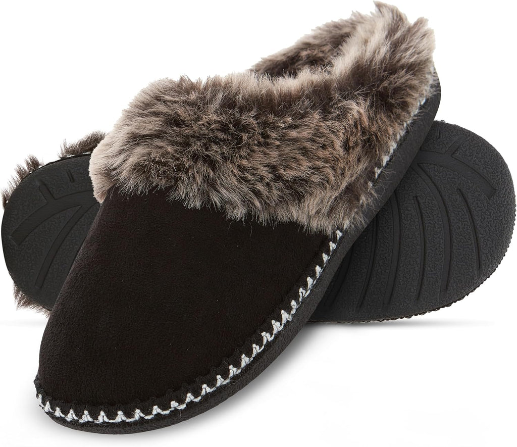 House Slippers for Women, Aztec Fur Lined Clog Womens Slippers Cozy Memory Foam with Indoor and Outdoor anti Skid Sole