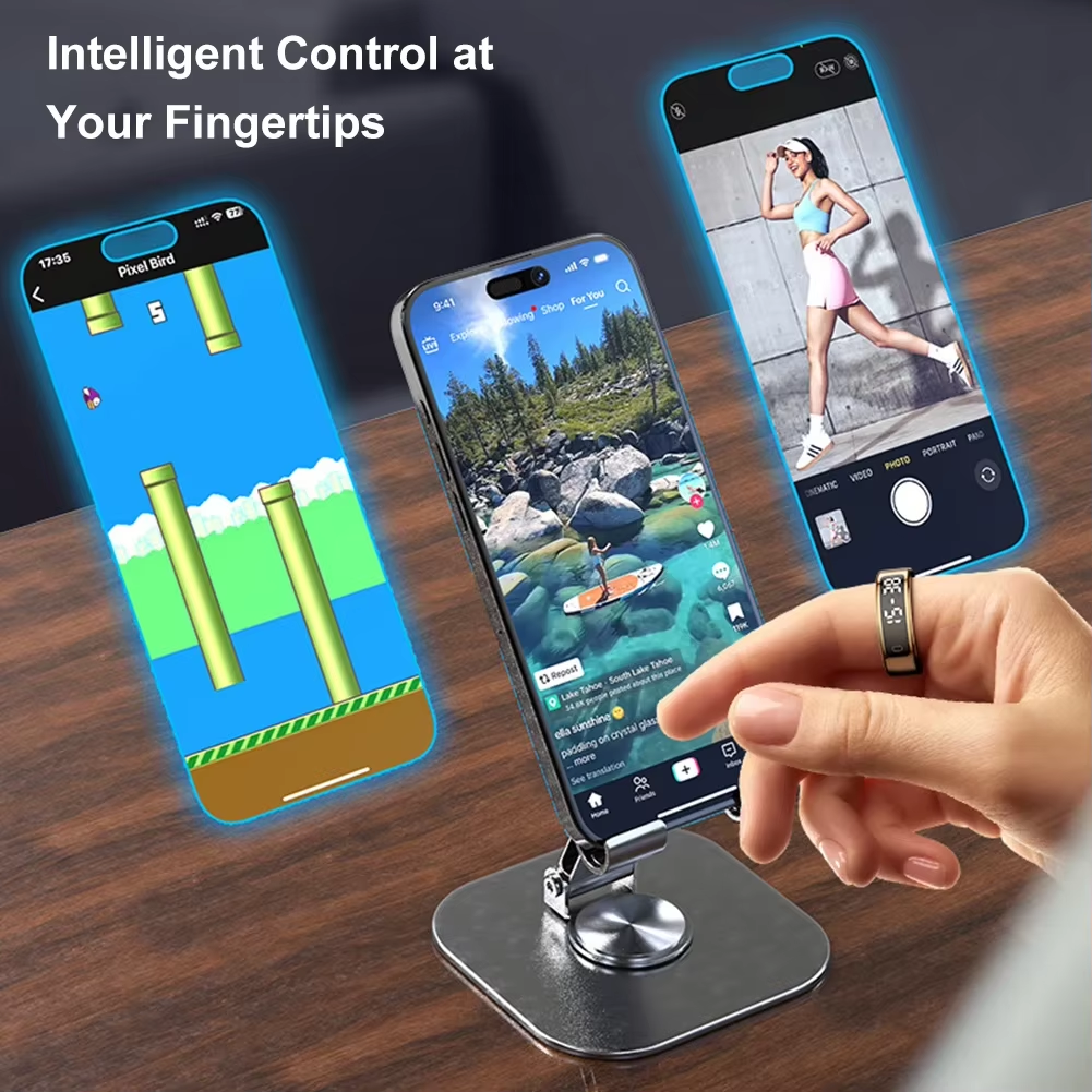 R11 Smart Ring with Display Screen and Touch Heart Rate Blood Oxygen Monitor Ring Wireless Charging Smartring for Android & Ios