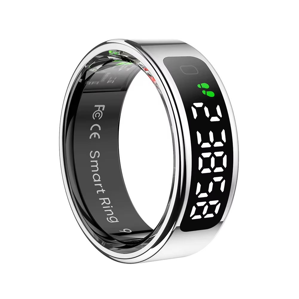 R11 Smart Ring with Display Screen and Touch Heart Rate Blood Oxygen Monitor Ring Wireless Charging Smartring for Android & Ios