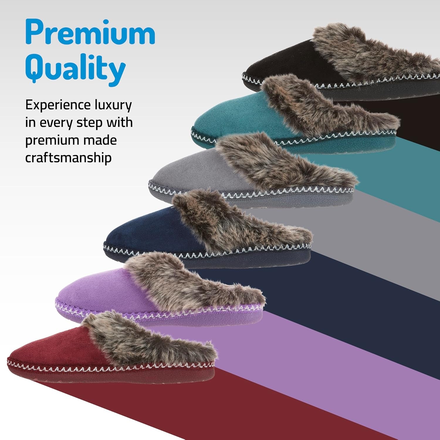 House Slippers for Women, Aztec Fur Lined Clog Womens Slippers Cozy Memory Foam with Indoor and Outdoor anti Skid Sole