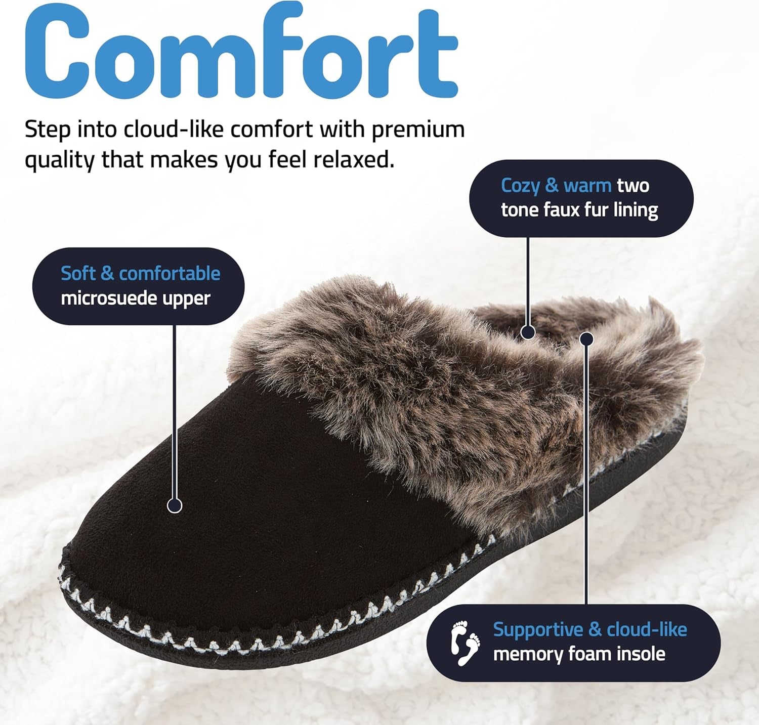 House Slippers for Women, Aztec Fur Lined Clog Womens Slippers Cozy Memory Foam with Indoor and Outdoor anti Skid Sole